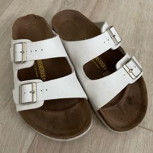 White vegan Birkenstocks